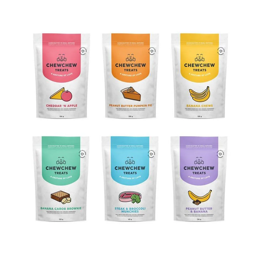 Chewchew Pet Treats Cheese Apple Illustration Pink Orange Yellow Green Blue Purple