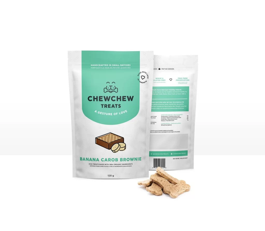 Chewchew Treats Banana Carob Brownie White Green Illustration