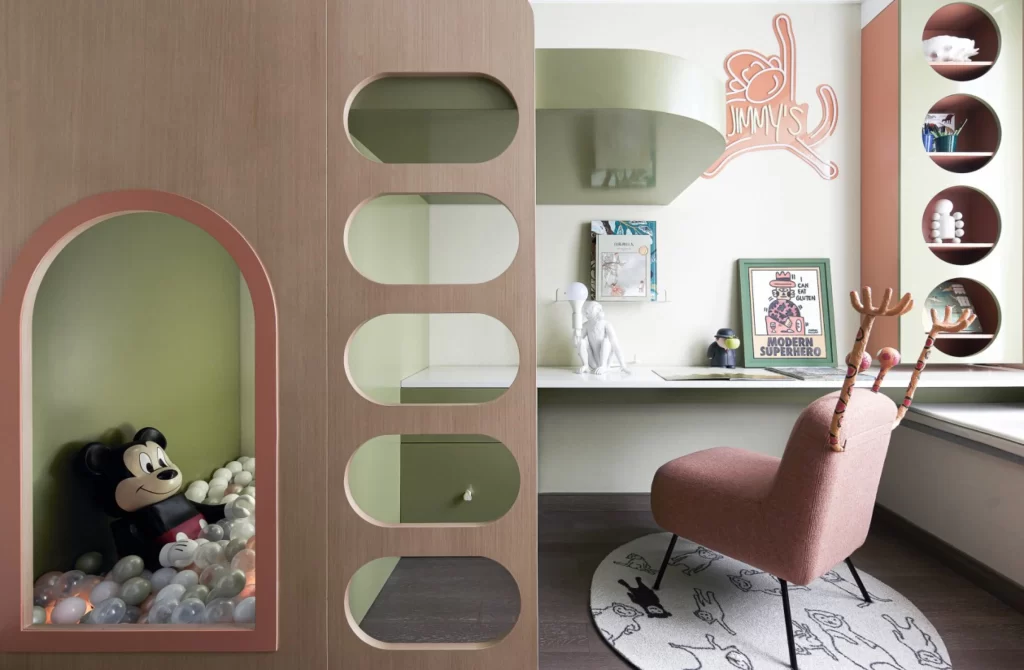 Children’s Room Playful Pastel Green Pink Creative Fun