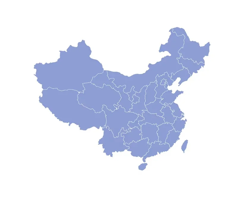 China map administrative divisions blue simple