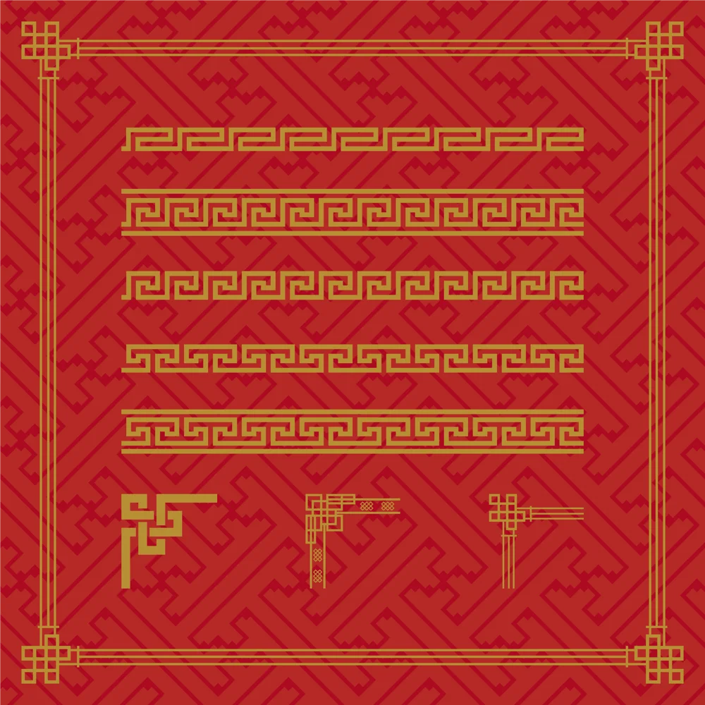 Chinese Traditional Meander Pattern Border