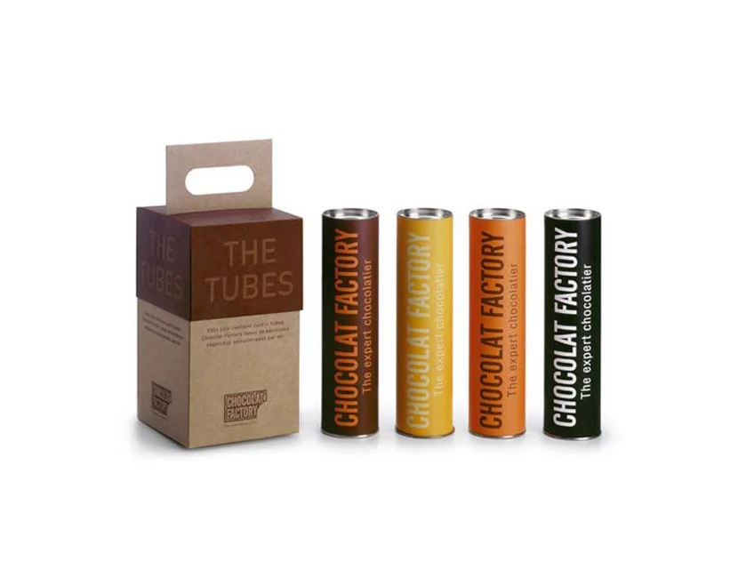 Chocolat Factory Chocolate Tubes Variety Expert Chocolatier Brown Yellow Orange Black