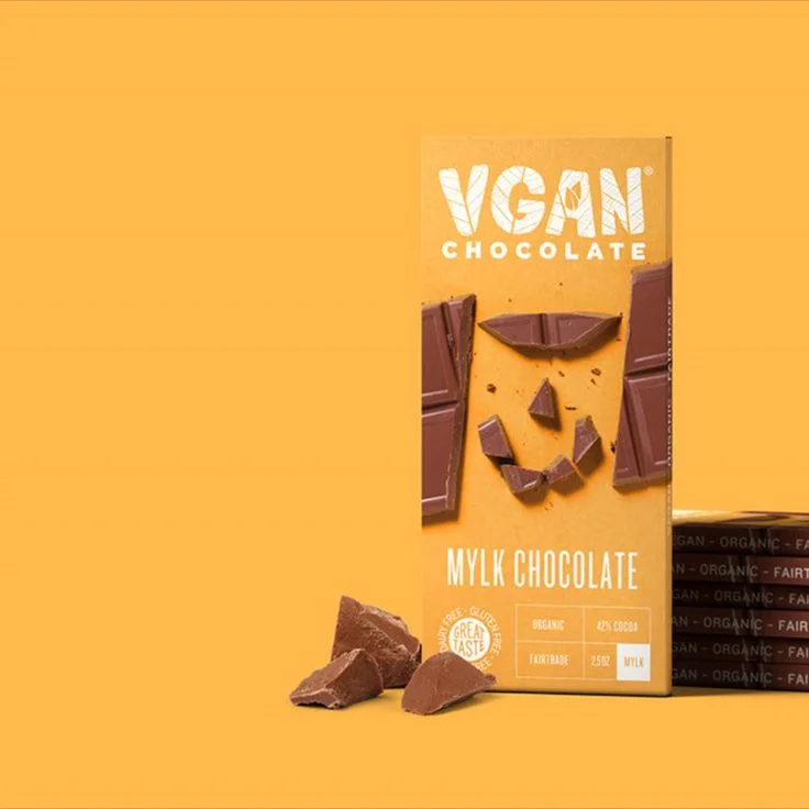 Chocolate Bar Yellow Brown Vegan Organic Packaging Design