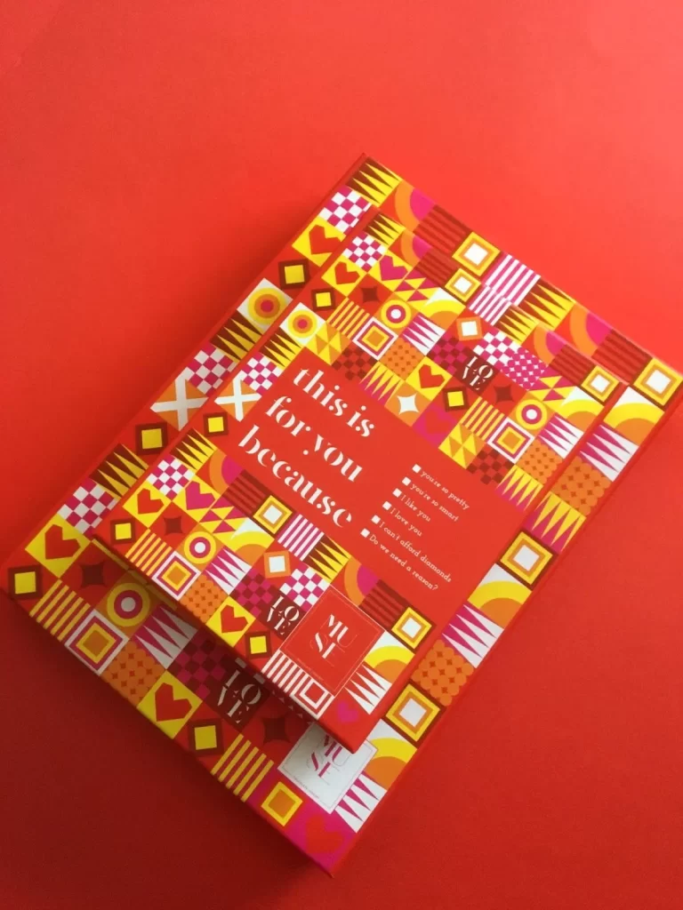 Chocolate Gift Box Red Yellow Pink Geometric Patterns