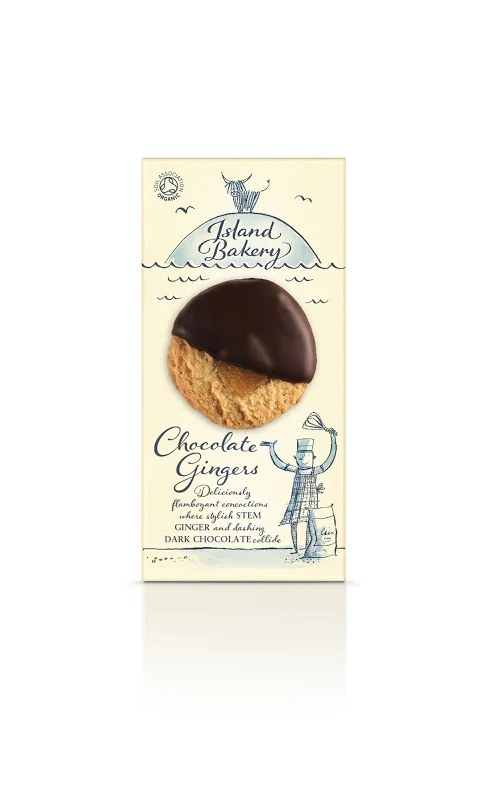 Chocolate Ginger Biscuit Vintage Illustration Blue Yellow
