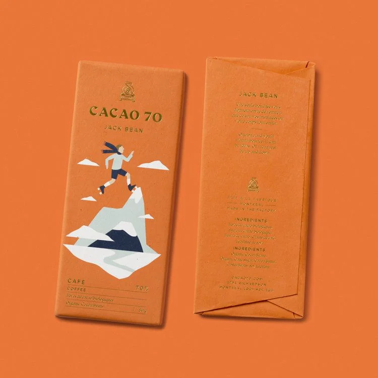 Chocolate Jack Bean Cacao 70% Minimalist Orange White