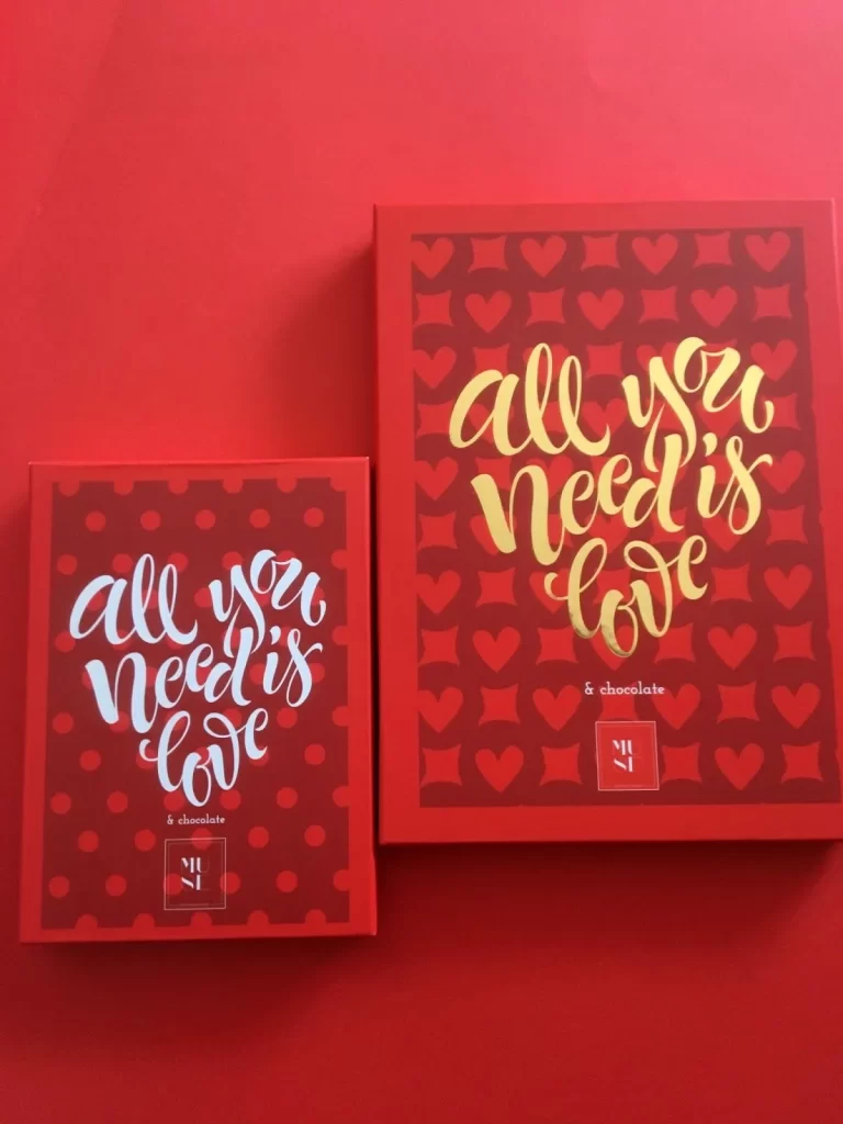 Chocolate Love Red Gold Heart