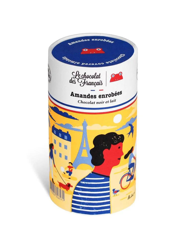 Chocolate Packaging Illustration Yellow Blue French Style Design