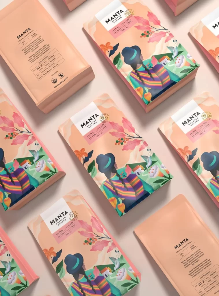 Chocolate Packaging Illustration Pastel Vibrant Patterns Modern