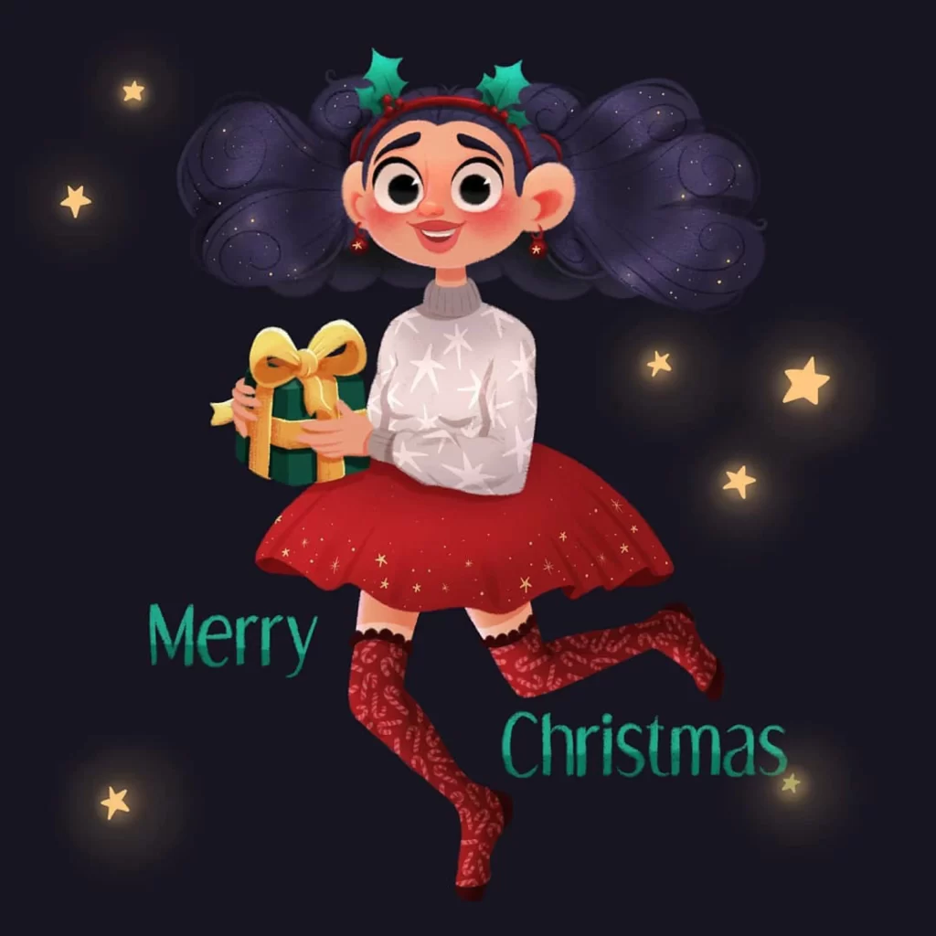 Christmas Gift Girl Stars Holly Eleonore Pelluau