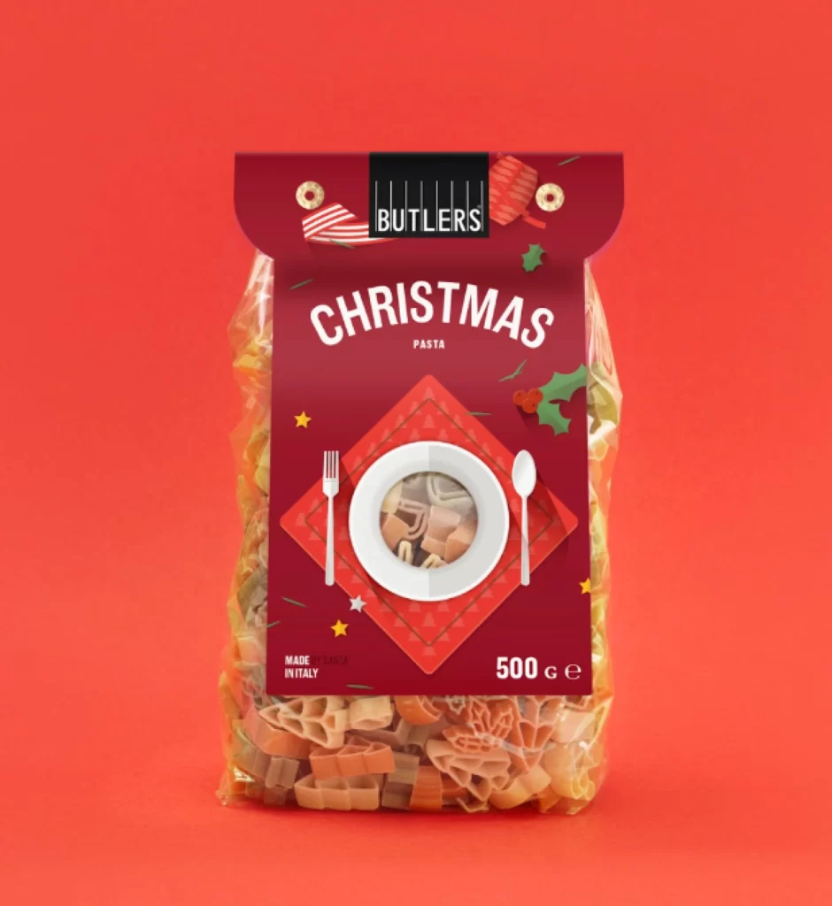 Christmas Pasta Butlers Red White Gold