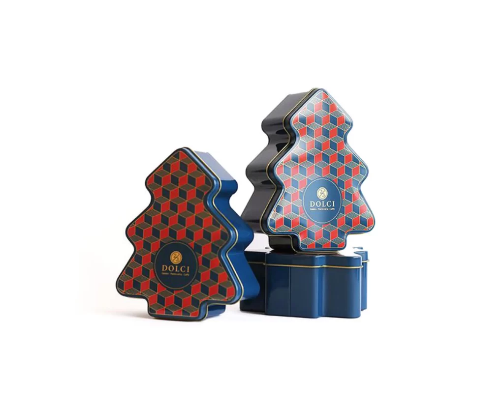 Christmas Tree Festive Red Blue Gold Geometric