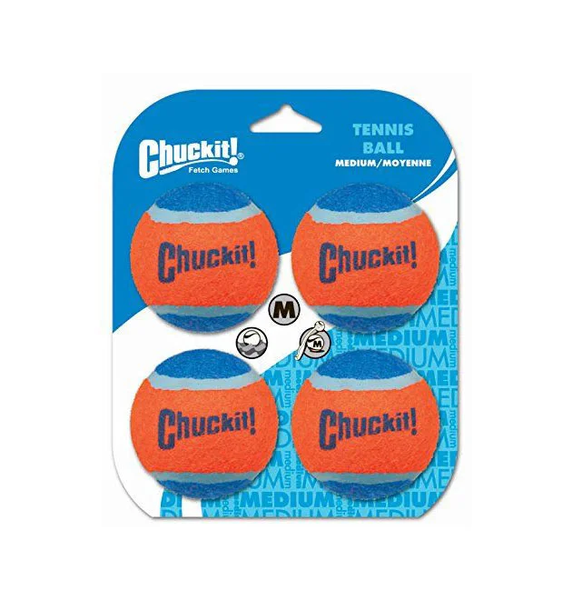 Chuckit Tennis Ball Medium Blue Orange Brand Logo