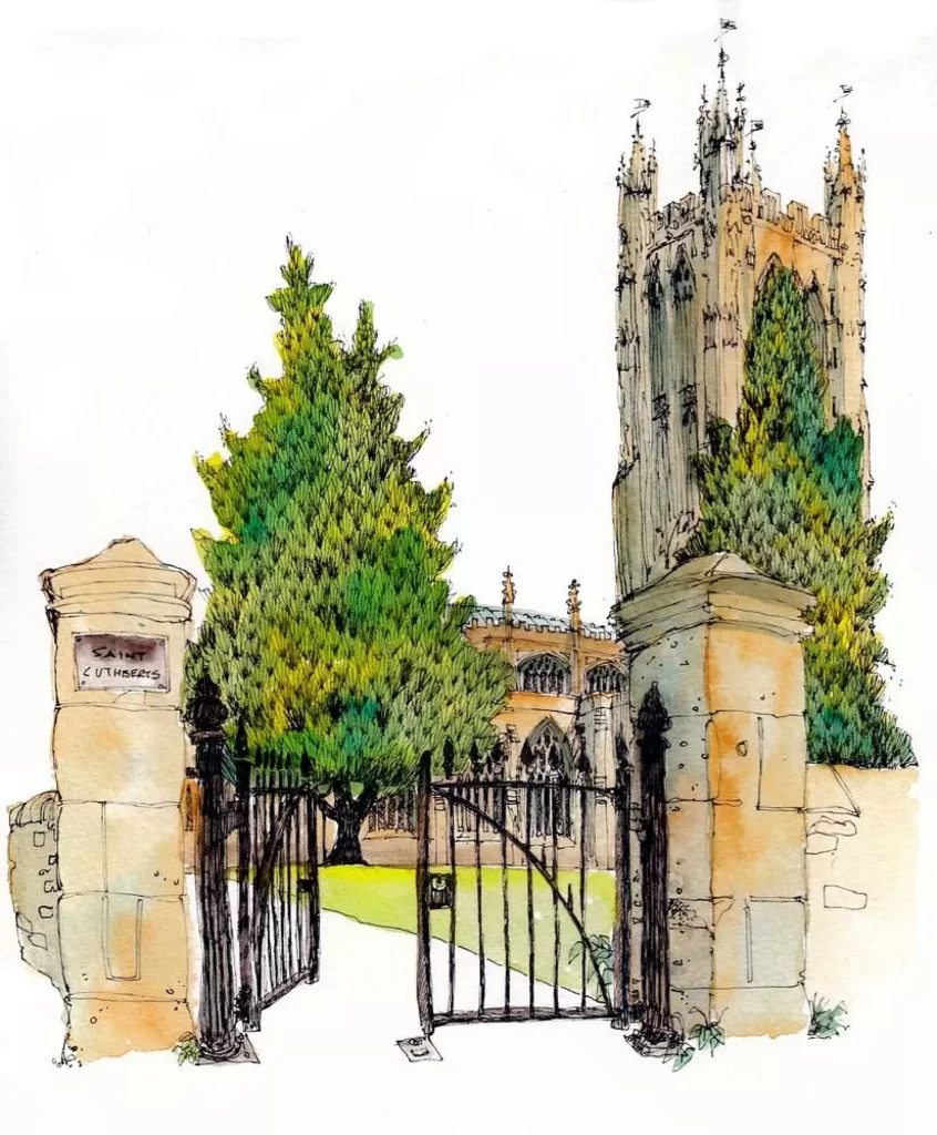 Church Entrance Gate Tower Trees