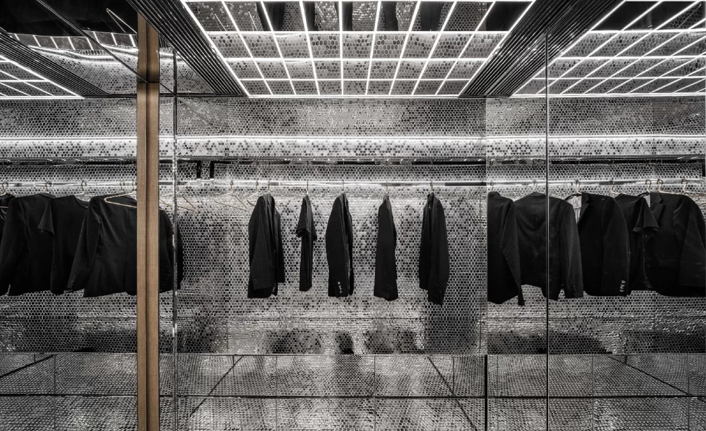 Closet Industrial Metallic Monochrome Reflective Geometric