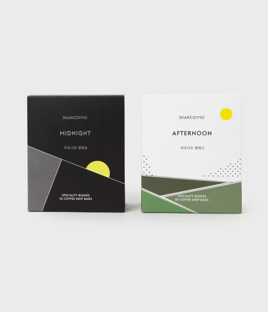Coffee Bags Midnight Afternoon Black White Green Minimalist Design