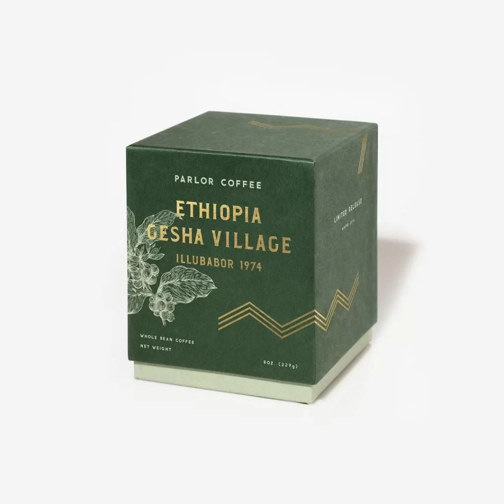 Coffee Packaging Green Gold Minimalist Design