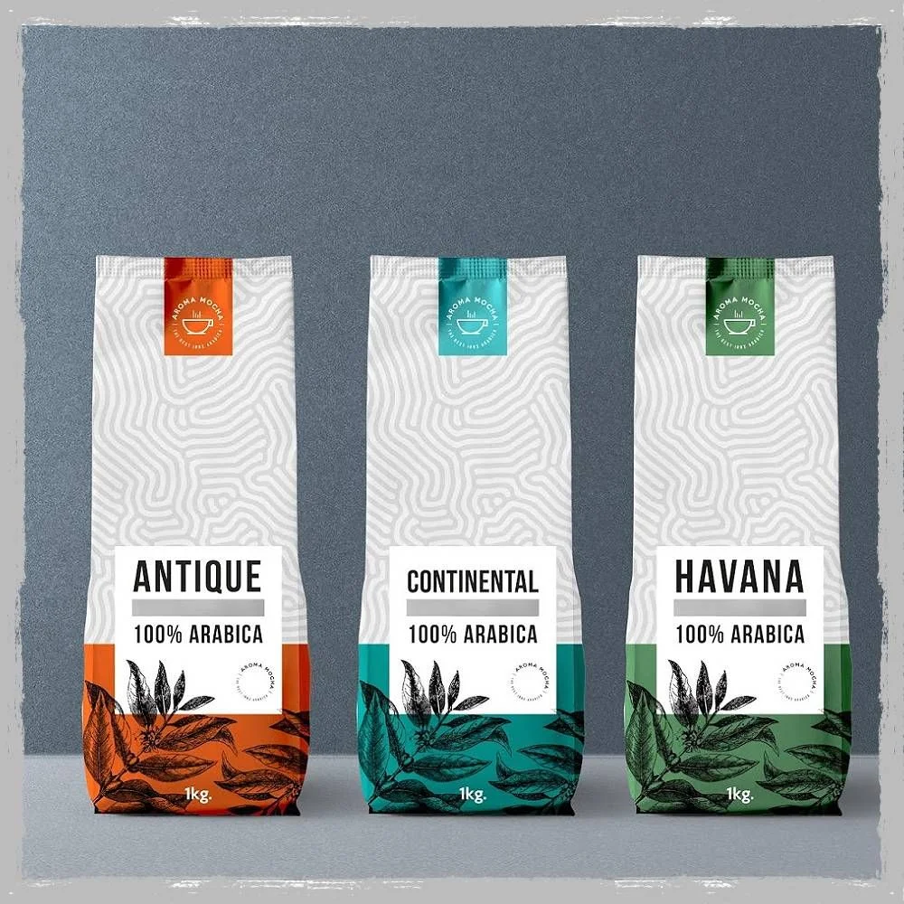 Coffee Packaging White Green Orange Minimalist Design