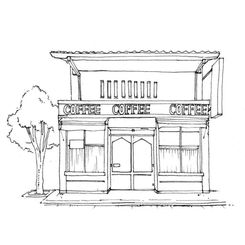 Coffee Shop Building Sketch Mateusz Urbanowicz