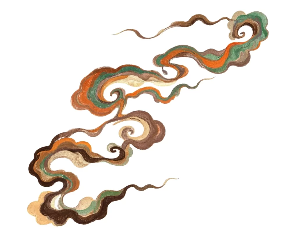 Colorful Curved Cloud Traditional Dunhuang Pattern