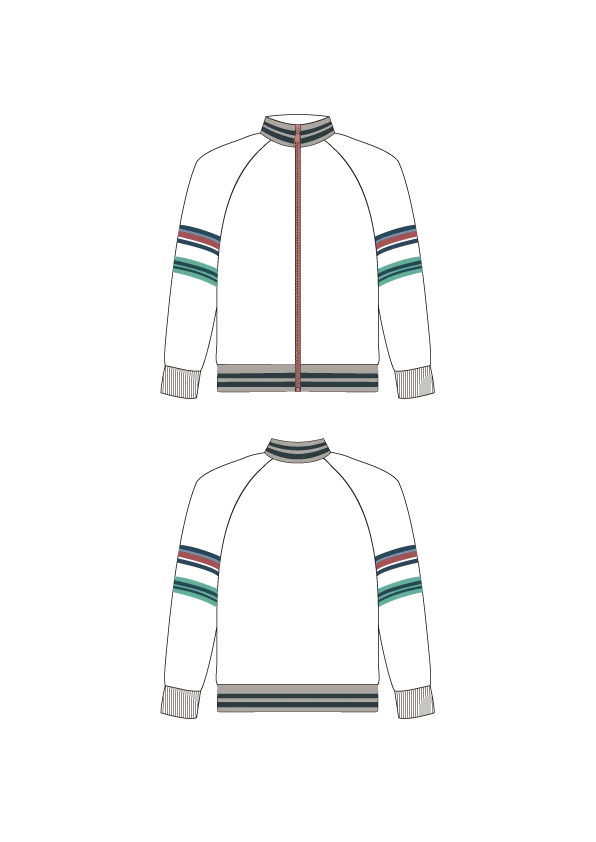 Colorful Striped Sleeve Sporty Zip Jacket