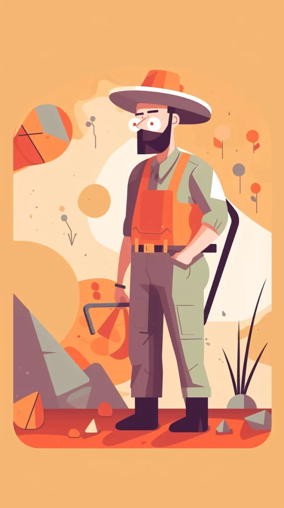 Construction Worker Orange Hardhat Vector Illustration Modern