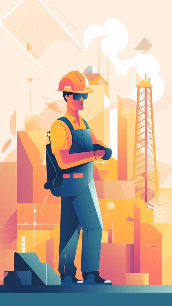 Construction Worker Orange Blue Safety Helmet Vector Artistic