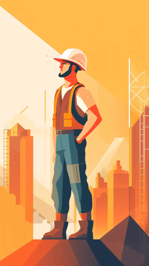 Construction Worker Orange Safety Helmet Vector Illustration Modern