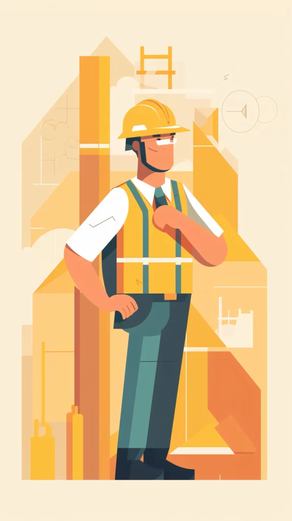 Construction Worker Yellow Safety Helmet Vector Illustration Modern