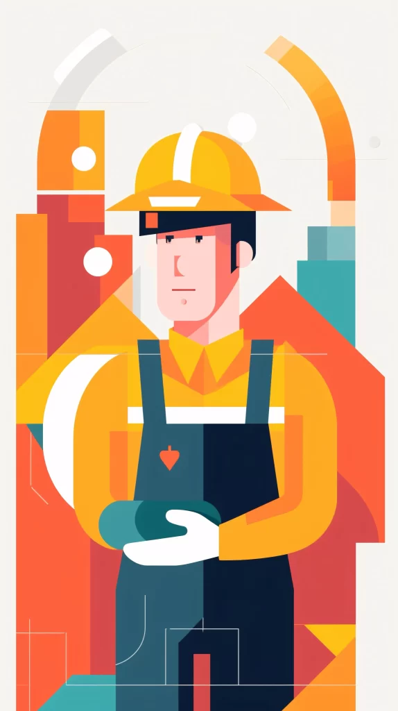 Construction Worker Yellow Hardhat Flat Illustration Modern