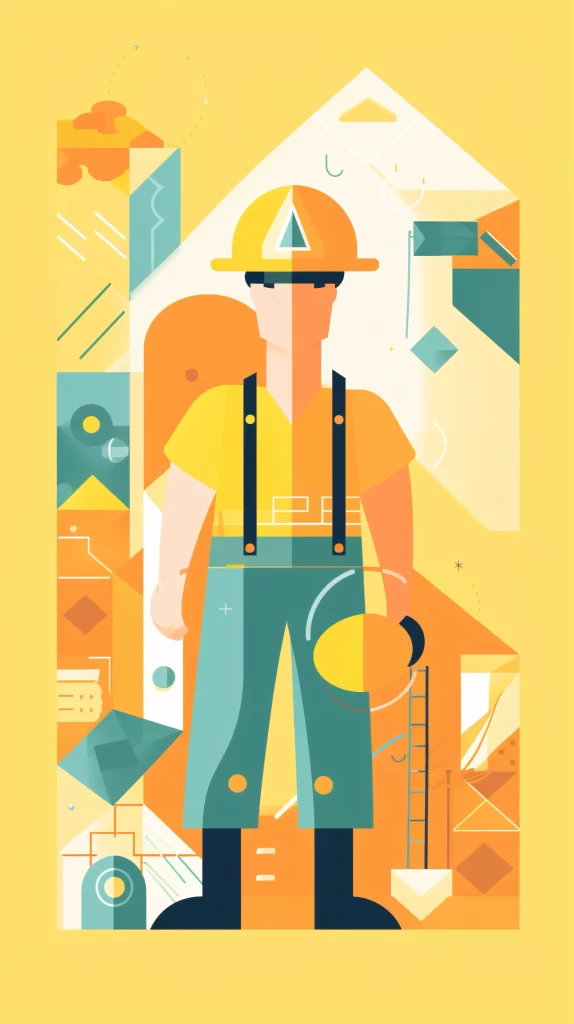 Construction Worker Yellow Blue Safety Helmet Abstract