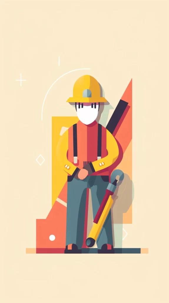 Construction Worker Yellow Safety Helmet Flat Illustration Modern
