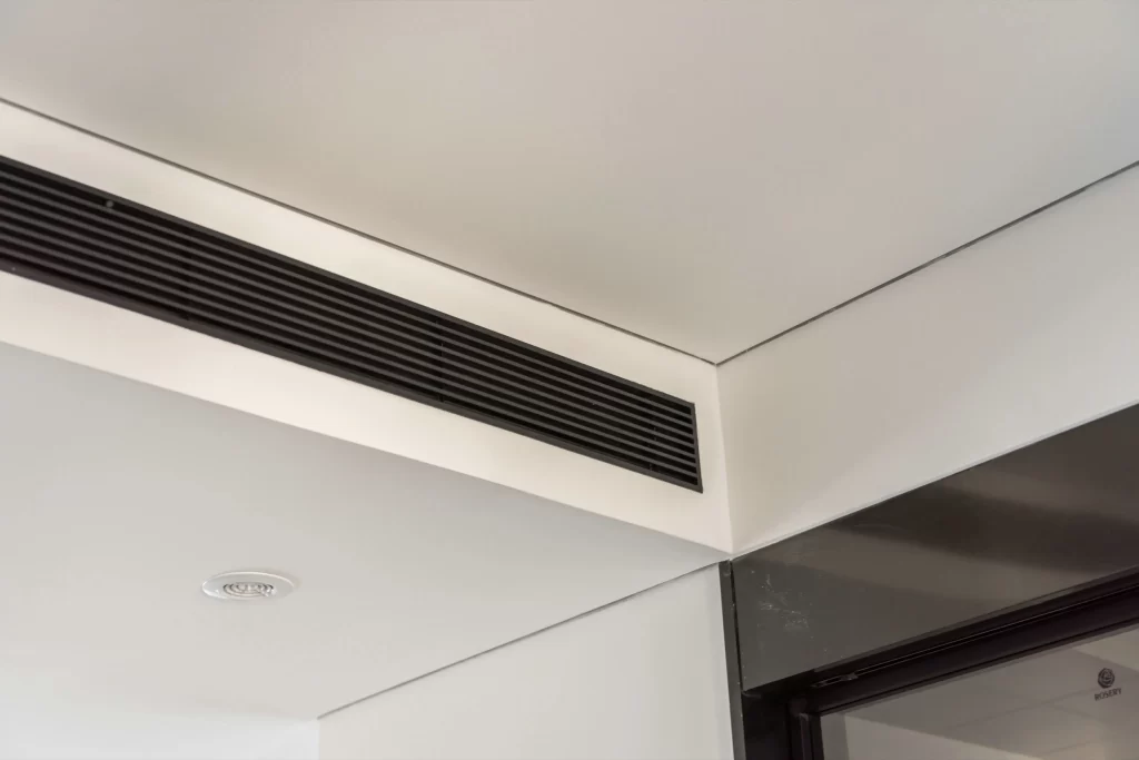 Contemporary Air Vent White Ceiling Black Trim
