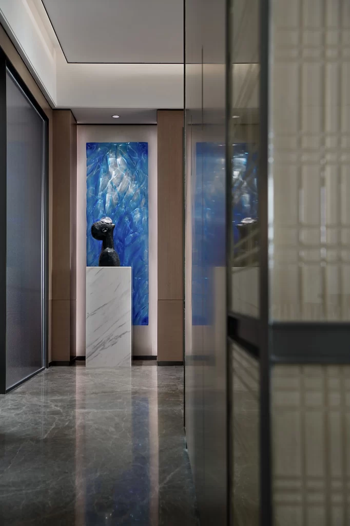 Contemporary Artistic Blue Neutral Marble Sculpture