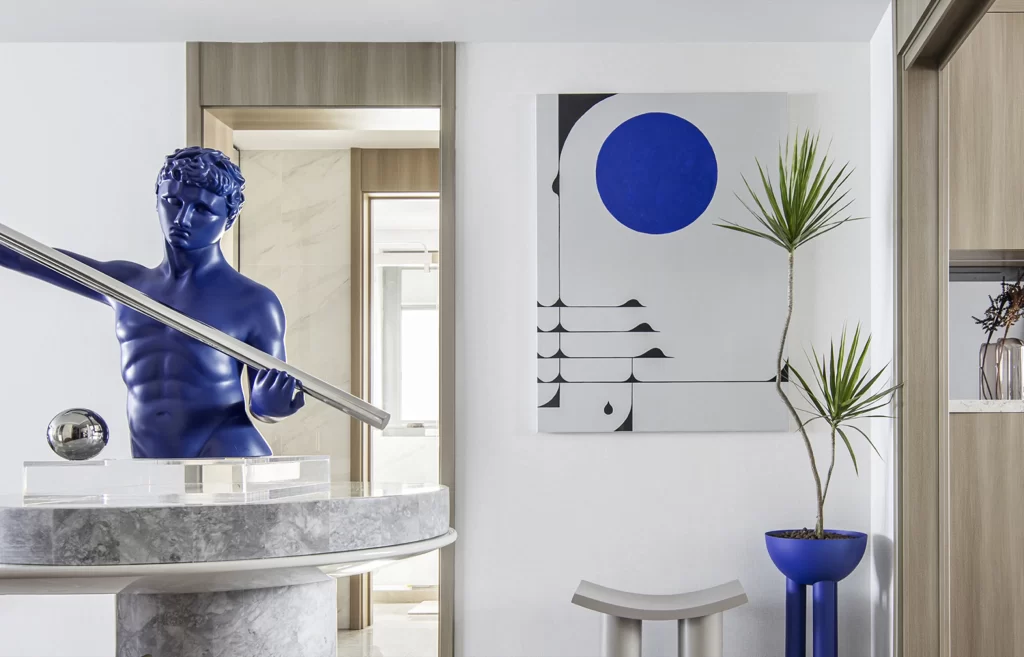Contemporary Artistic Blue White Sculpture Minimalist
