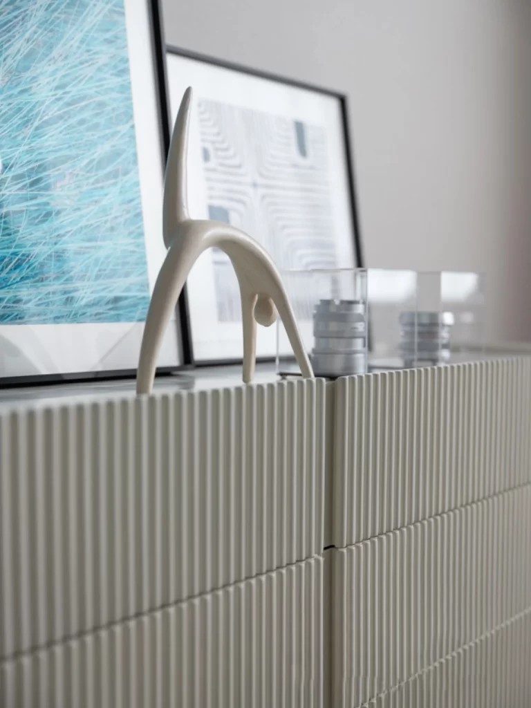 Contemporary Artistic Neutral Beige Sculpture Glass