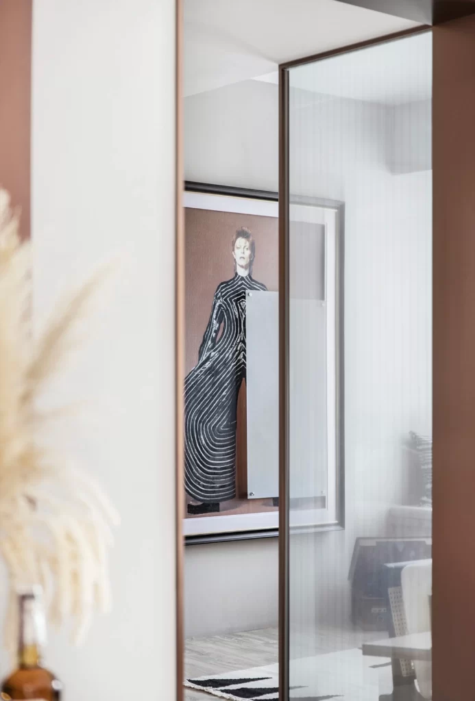 Contemporary Artistic Neutral Monochrome Glass Wall
