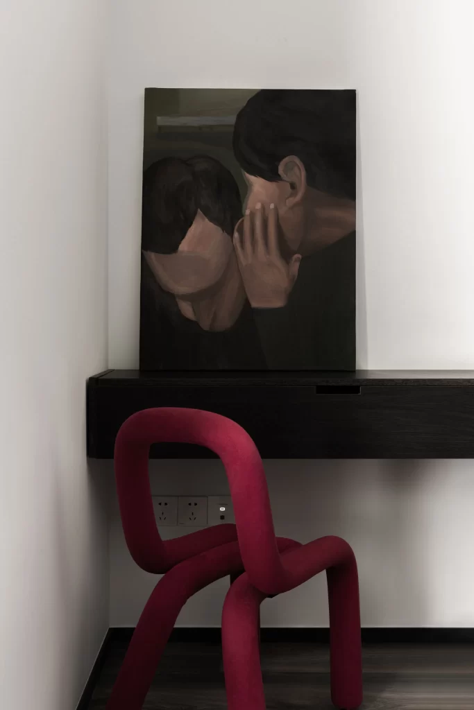 Contemporary Artistic Office Red Black White