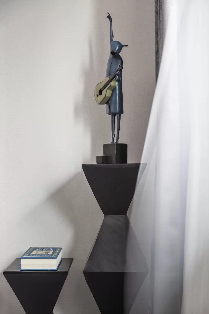 Contemporary Artistic Sculpture Blue Black Geometric