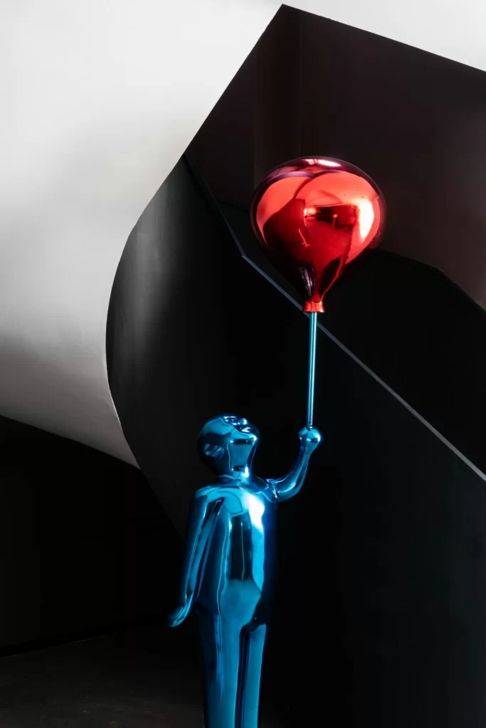 Contemporary Artistic Sculpture Blue Red Black White