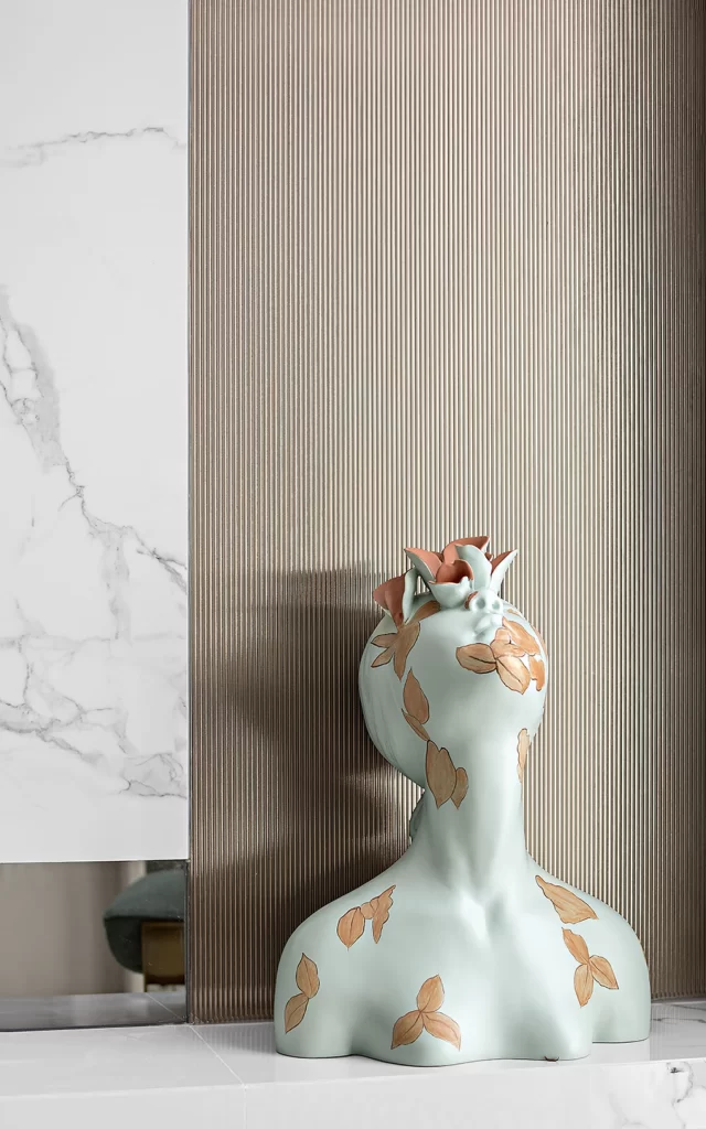 Contemporary Artistic Sculpture Neutral Marble Textured Wall