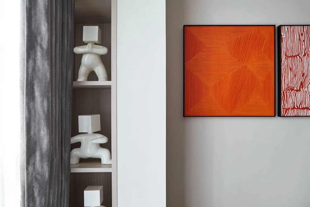Contemporary Artistic Space Neutral Orange Abstract Patterns