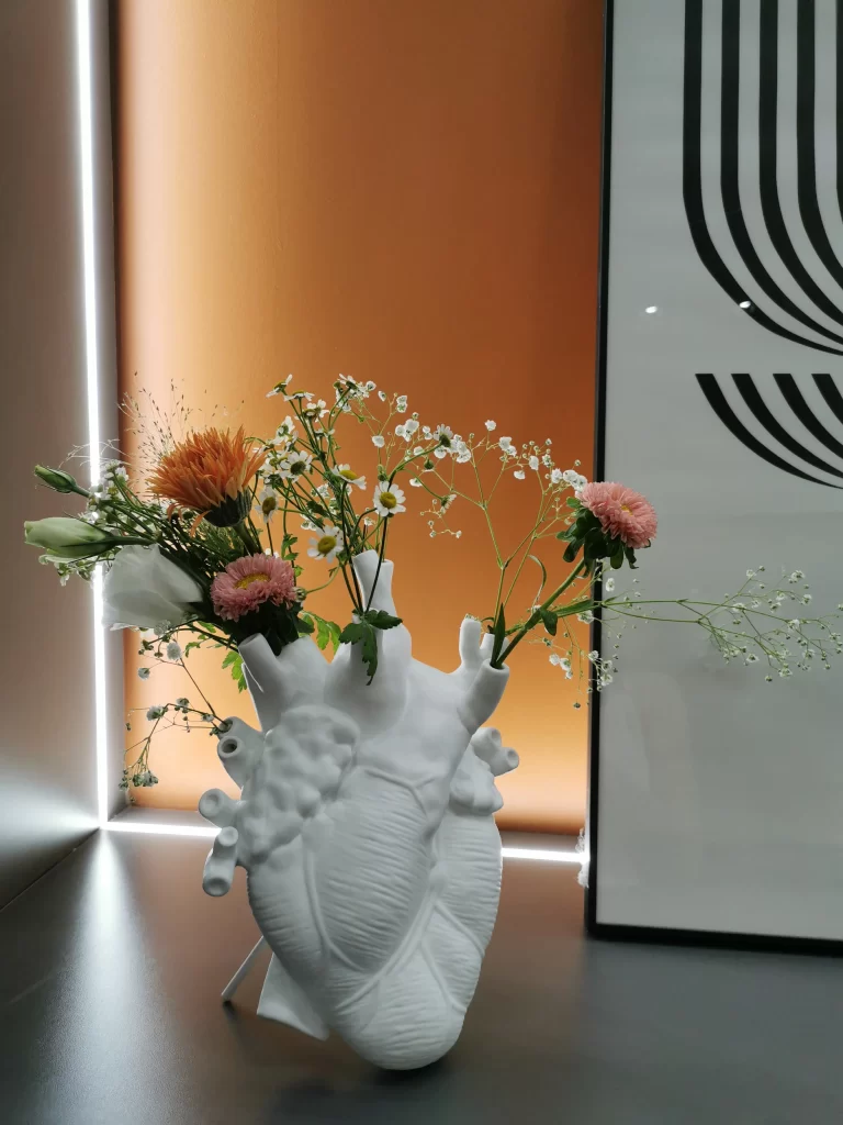 Contemporary Artistic Vase Orange White Black