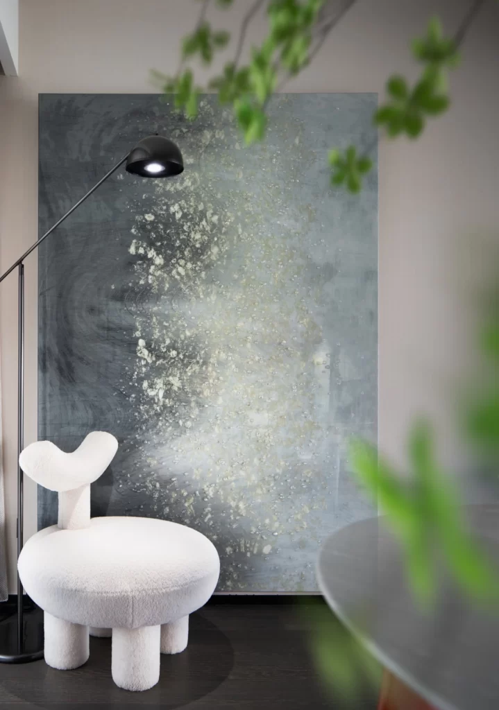 Contemporary Artistic White Neutral Black Accents