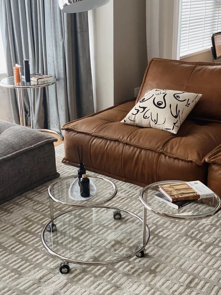 Contemporary Comfortable Living Space Brown Neutral Glass Furniture
