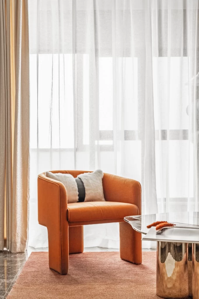 Contemporary Comfortable Orange White Black Soft Textures