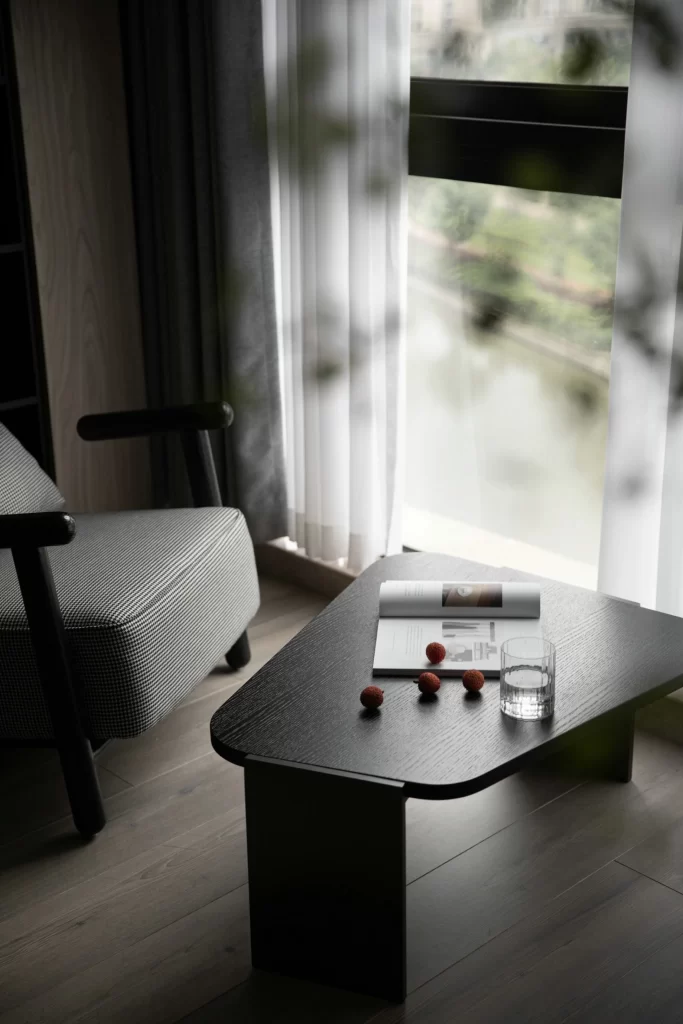 Contemporary Cozy Reading Nook Black White Neutral Wood