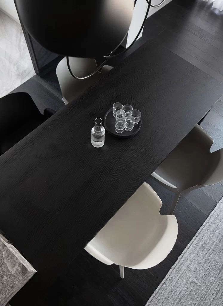Contemporary Dining Room Black White Neutral Glass