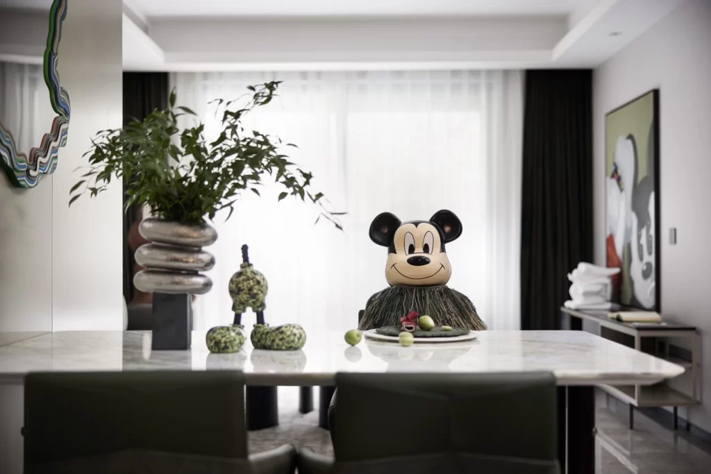 Contemporary Dining Room White Green Black Minimalist