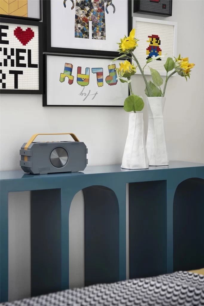 Contemporary Eclectic Blue Yellow White Artistic Vases